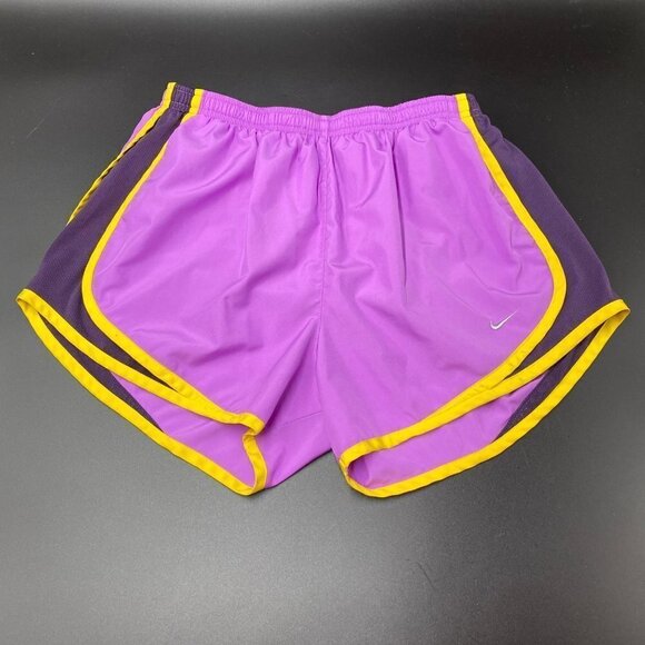 Nike Dri-Fit Purple/Yellow Running Shorts w/Liner Women's Size Medium - Picture 1 of 4